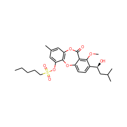 CCCCCS(=O)(=O)Oc1cc(C)cc2c1Oc1ccc([C@@H](O)CC(C)C)c(OC)c1C(=O)O2 ZINC000028469740