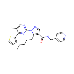 CCCCCc1c(C(=O)NCc2ccncc2)cnn1-c1ncc(C)c(-c2cccs2)n1 ZINC000096273287