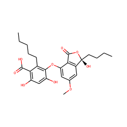 CCCCCc1c(Oc2cc(OC)cc3c2C(=O)O[C@]3(O)CCCC)c(O)cc(O)c1C(=O)O ZINC000199421565