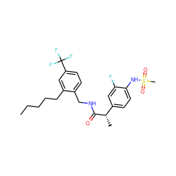 CCCCCc1cc(C(F)(F)F)ccc1CNC(=O)[C@@H](C)c1ccc(NS(C)(=O)=O)c(F)c1 ZINC000473154936