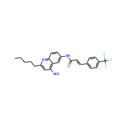 CCCCCc1cc(N)c2cc(NC(=O)/C=C/c3ccc(C(F)(F)F)cc3)ccc2n1 ZINC000036351933