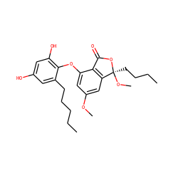 CCCCCc1cc(O)cc(O)c1Oc1cc(OC)cc2c1C(=O)O[C@@]2(CCCC)OC ZINC000043010727