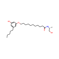 CCCCCc1cc(O)cc(OCCCCCCCCCCC(=O)N[C@H](C)CO)c1 ZINC000299824747