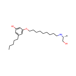 CCCCCc1cc(O)cc(OCCCCCCCCCN[C@H](C)CO)c1 ZINC000299831621