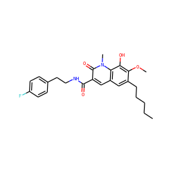 CCCCCc1cc2cc(C(=O)NCCc3ccc(F)cc3)c(=O)n(C)c2c(O)c1OC ZINC000072181230