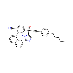CCCCCc1ccc(C#C[C@@](O)(c2ccc(C#N)c(-c3cccc4ccccc34)c2)c2cncn2C)cc1 ZINC000013488748