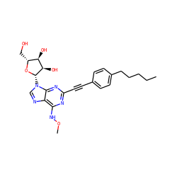 CCCCCc1ccc(C#Cc2nc(NOC)c3ncn([C@@H]4O[C@H](CO)[C@@H](O)[C@H]4O)c3n2)cc1 ZINC000003948106