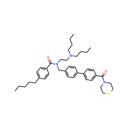 CCCCCc1ccc(C(=O)N(CCN(CCCC)CCCC)Cc2ccc(-c3ccc(C(=O)N4CCSCC4)cc3)cc2)cc1 ZINC000028604450