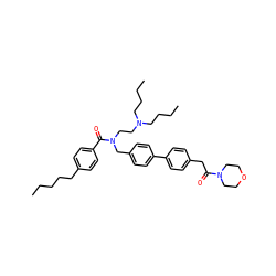 CCCCCc1ccc(C(=O)N(CCN(CCCC)CCCC)Cc2ccc(-c3ccc(CC(=O)N4CCOCC4)cc3)cc2)cc1 ZINC000034802878