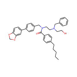 CCCCCc1ccc(C(=O)N(CCN(CCO)Cc2ccccc2)Cc2ccc(-c3ccc4c(c3)OCO4)cc2)cc1 ZINC000034802997