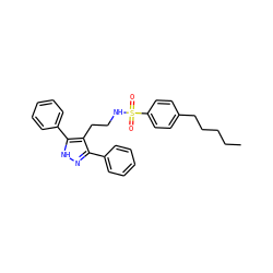 CCCCCc1ccc(S(=O)(=O)NCCc2c(-c3ccccc3)n[nH]c2-c2ccccc2)cc1 ZINC000072173138