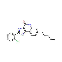 CCCCCc1ccc2c(c1)[nH]c(=O)c1nc(-c3ccccc3Cl)[nH]c12 ZINC000096270723