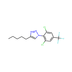 CCCCCc1cn(-c2c(Cl)cc(C(F)(F)F)cc2Cl)nn1 ZINC000028825626