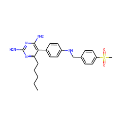 CCCCCc1nc(N)nc(N)c1-c1ccc(NCc2ccc(S(C)(=O)=O)cc2)cc1 ZINC000028572458