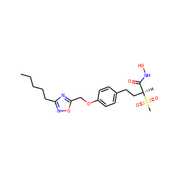 CCCCCc1noc(COc2ccc(CC[C@@](C)(C(=O)NO)S(C)(=O)=O)cc2)n1 ZINC000169686558