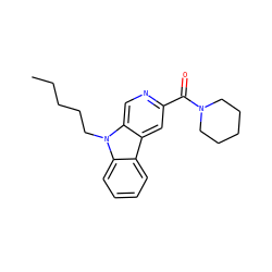 CCCCCn1c2ccccc2c2cc(C(=O)N3CCCCC3)ncc21 ZINC000096938361