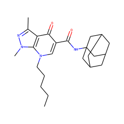 CCCCCn1cc(C(=O)NC23CC4CC(CC(C4)C2)C3)c(=O)c2c(C)nn(C)c21 ZINC000095597564