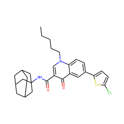 CCCCCn1cc(C(=O)NC23CC4CC(CC(C4)C2)C3)c(=O)c2cc(-c3ccc(Cl)s3)ccc21 ZINC000058574700
