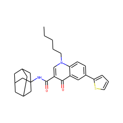 CCCCCn1cc(C(=O)NC23CC4CC(CC(C4)C2)C3)c(=O)c2cc(-c3cccs3)ccc21 ZINC000058569357
