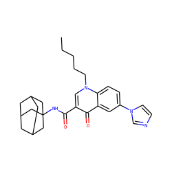 CCCCCn1cc(C(=O)NC23CC4CC(CC(C4)C2)C3)c(=O)c2cc(-n3ccnc3)ccc21 ZINC000058655421