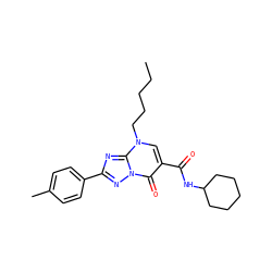 CCCCCn1cc(C(=O)NC2CCCCC2)c(=O)n2nc(-c3ccc(C)cc3)nc12 ZINC000653746388