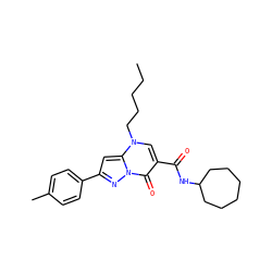 CCCCCn1cc(C(=O)NC2CCCCCC2)c(=O)n2nc(-c3ccc(C)cc3)cc12 ZINC000096908227