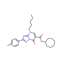 CCCCCn1cc(C(=O)NC2CCCCCC2)c(=O)n2nc(-c3ccc(C)cc3)nc12 ZINC000653746431