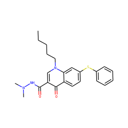 CCCCCn1cc(C(=O)NN(C)C)c(=O)c2ccc(Sc3ccccc3)cc21 ZINC000095578343