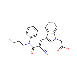 CCCCN(C(=O)/C(C#N)=C/c1cn(CC(=O)O)c2ccccc12)c1ccccc1 ZINC000096271127