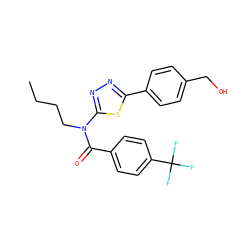 CCCCN(C(=O)c1ccc(C(F)(F)F)cc1)c1nnc(-c2ccc(CO)cc2)s1 ZINC000084633314
