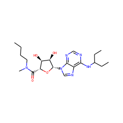 CCCCN(C)C(=O)[C@H]1O[C@@H](n2cnc3c(NC(CC)CC)ncnc32)[C@H](O)[C@@H]1O ZINC000048998301