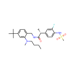 CCCCN(C)c1cc(C(C)(C)C)ccc1CNC(=O)[C@H](C)c1ccc(NS(C)(=O)=O)c(F)c1 ZINC001772612275