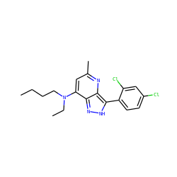 CCCCN(CC)c1cc(C)nc2c(-c3ccc(Cl)cc3Cl)[nH]nc12 ZINC000100879185