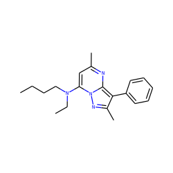 CCCCN(CC)c1cc(C)nc2c(-c3ccccc3)c(C)nn12 ZINC000001546397
