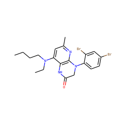 CCCCN(CC)c1cc(C)nc2c1NC(=O)CN2c1ccc(Br)cc1Br ZINC000218996162