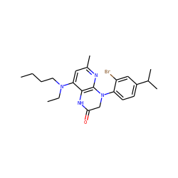 CCCCN(CC)c1cc(C)nc2c1NC(=O)CN2c1ccc(C(C)C)cc1Br ZINC000013584808