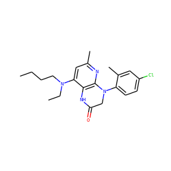 CCCCN(CC)c1cc(C)nc2c1NC(=O)CN2c1ccc(Cl)cc1C ZINC000473151554