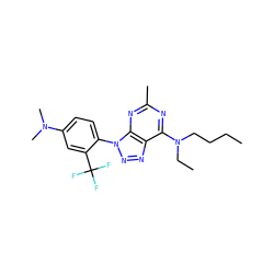 CCCCN(CC)c1nc(C)nc2c1nnn2-c1ccc(N(C)C)cc1C(F)(F)F ZINC000013794968