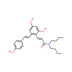 CCCCN(CCCC)C(=O)/C=C/c1c(/C=C/c2ccc(OC)cc2)cc(OC)cc1OC ZINC000095587479