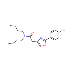 CCCCN(CCCC)C(=O)Cc1coc(-c2ccc(Cl)cc2)n1 ZINC000072120136