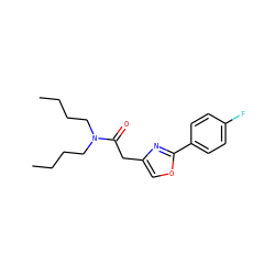 CCCCN(CCCC)C(=O)Cc1coc(-c2ccc(F)cc2)n1 ZINC000072119773