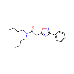 CCCCN(CCCC)C(=O)Cc1nc(-c2ccccc2)no1 ZINC000072114624