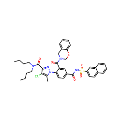 CCCCN(CCCC)C(=O)c1nn(-c2ccc(C(=O)NS(=O)(=O)c3ccc4ccccc4c3)cc2C(=O)N2COc3ccccc3C2)c(C)c1Cl ZINC000095551539