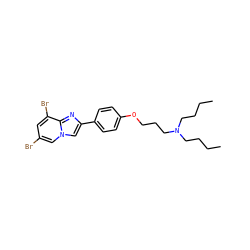 CCCCN(CCCC)CCCOc1ccc(-c2cn3cc(Br)cc(Br)c3n2)cc1 ZINC000027080243
