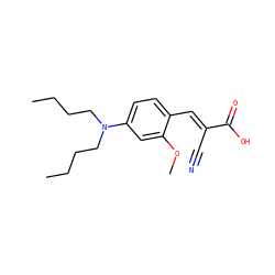 CCCCN(CCCC)c1ccc(/C=C(\C#N)C(=O)O)c(OC)c1 ZINC000205339157