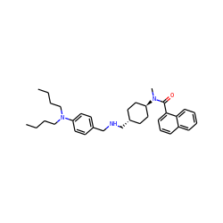 CCCCN(CCCC)c1ccc(CNC[C@H]2CC[C@H](N(C)C(=O)c3cccc4ccccc34)CC2)cc1 ZINC000299811143