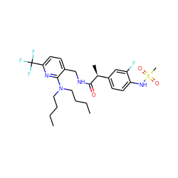 CCCCN(CCCC)c1nc(C(F)(F)F)ccc1CNC(=O)[C@@H](C)c1ccc(NS(C)(=O)=O)c(F)c1 ZINC000095580182