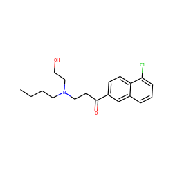 CCCCN(CCO)CCC(=O)c1ccc2c(Cl)cccc2c1 ZINC000045355913