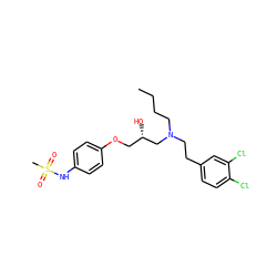 CCCCN(CCc1ccc(Cl)c(Cl)c1)C[C@@H](O)COc1ccc(NS(C)(=O)=O)cc1 ZINC000038383143