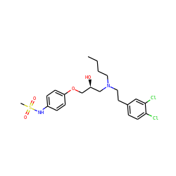 CCCCN(CCc1ccc(Cl)c(Cl)c1)C[C@H](O)COc1ccc(NS(C)(=O)=O)cc1 ZINC000034001043
